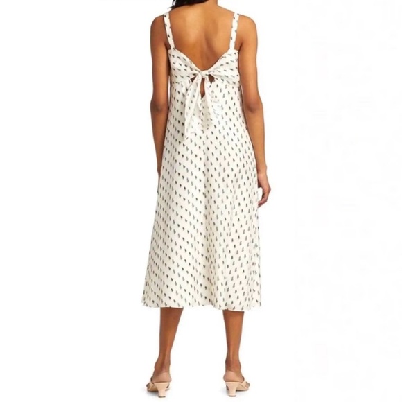 Theory Floral lkat Print Silk Tie Back Slip Midi Dress Size Medium - Picture 2 of 13